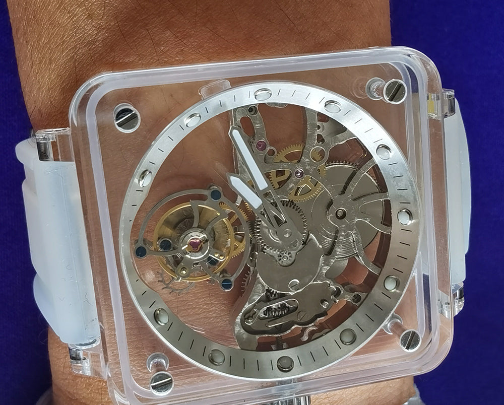AESOP Crystal Case Sapphire Table Skeleton Real Fly Tourbillon 003