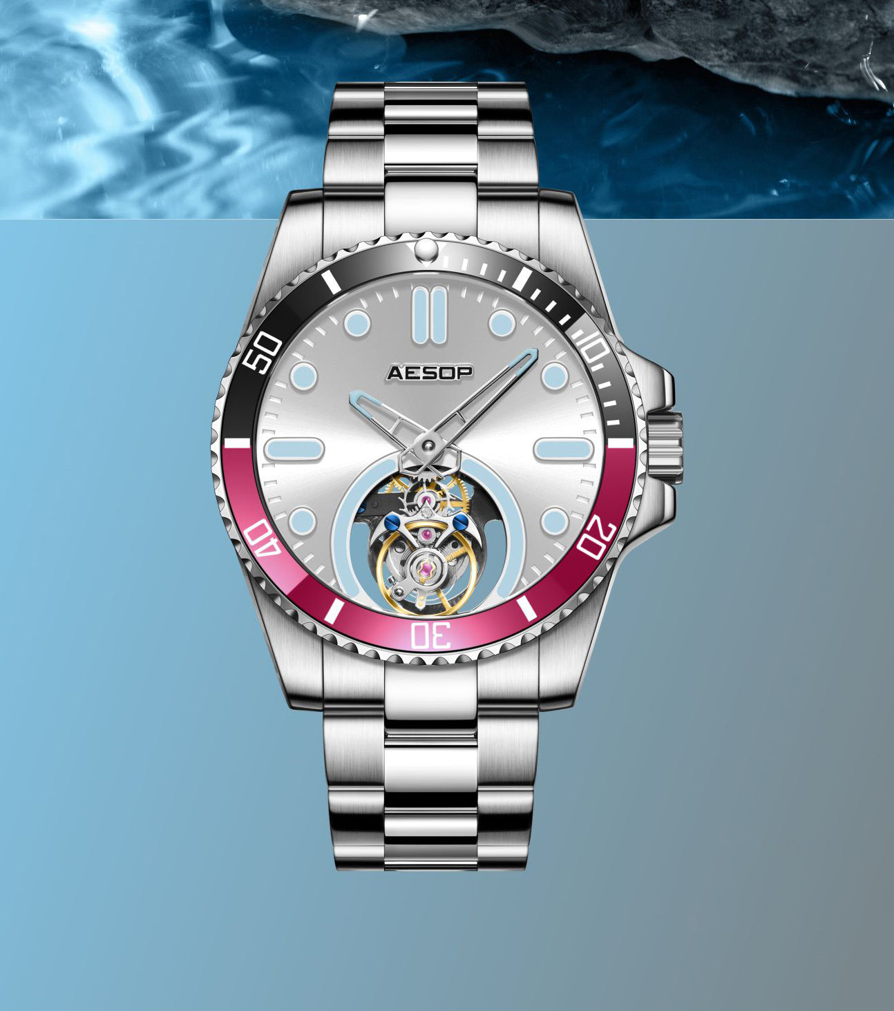 AESOP Original Tourbillon Ceramic Bezel Swiss Luminous Watch 7060