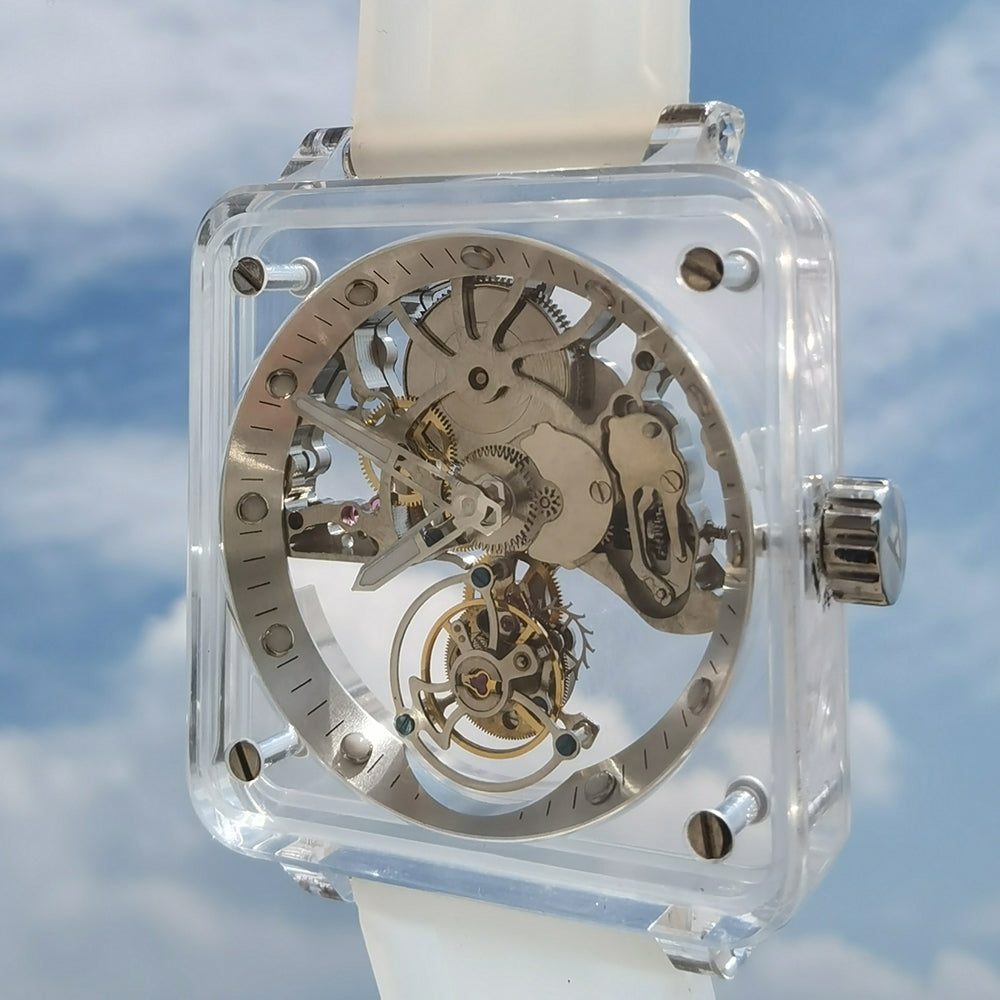 AESOP Crystal Case Sapphire Table Skeleton Real Fly Tourbillon 003