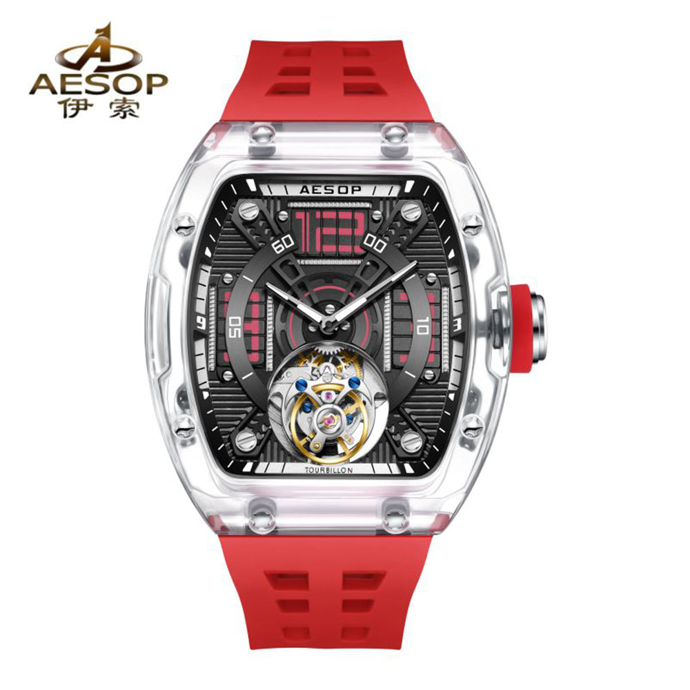 AESOP Transparent Crystal Tonneau Watch Original diamond tourbillon movement watch 7043