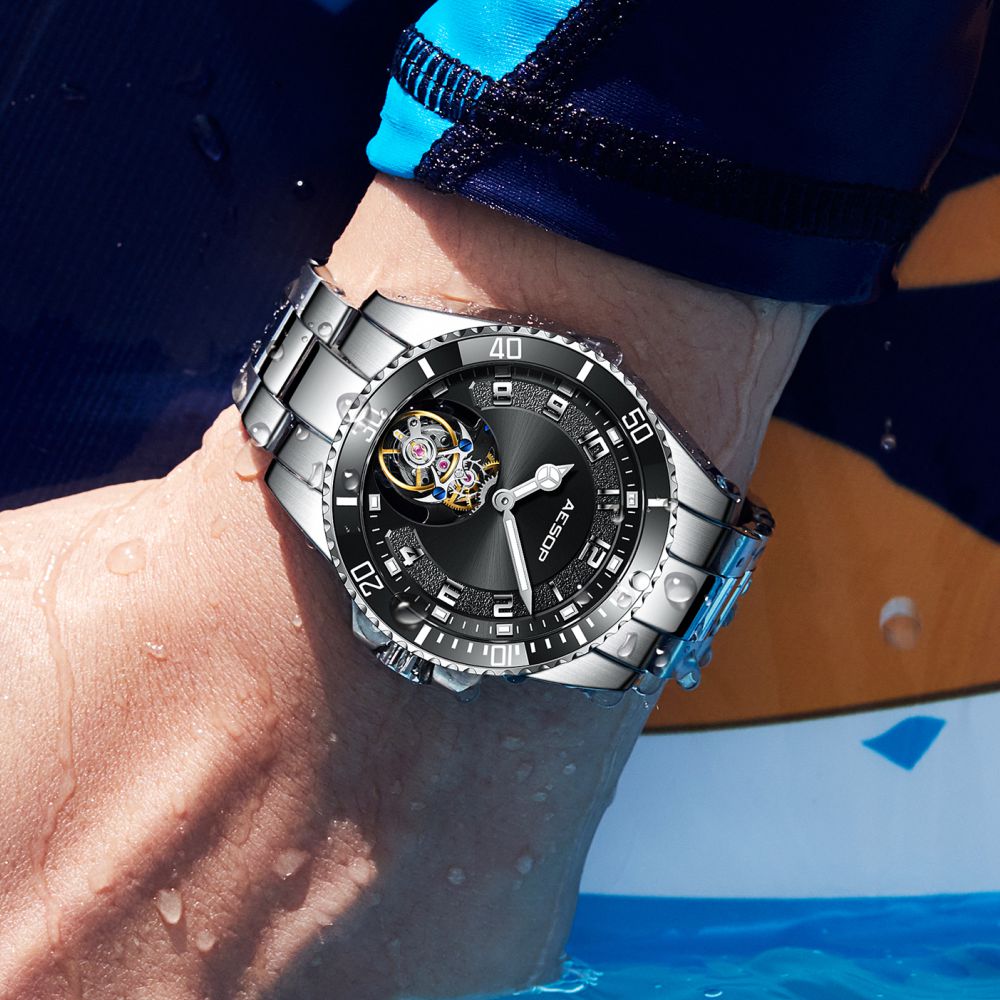 AESOP Sport Skeleton Ceramic Bezel Original Tourbillon Watch 7065