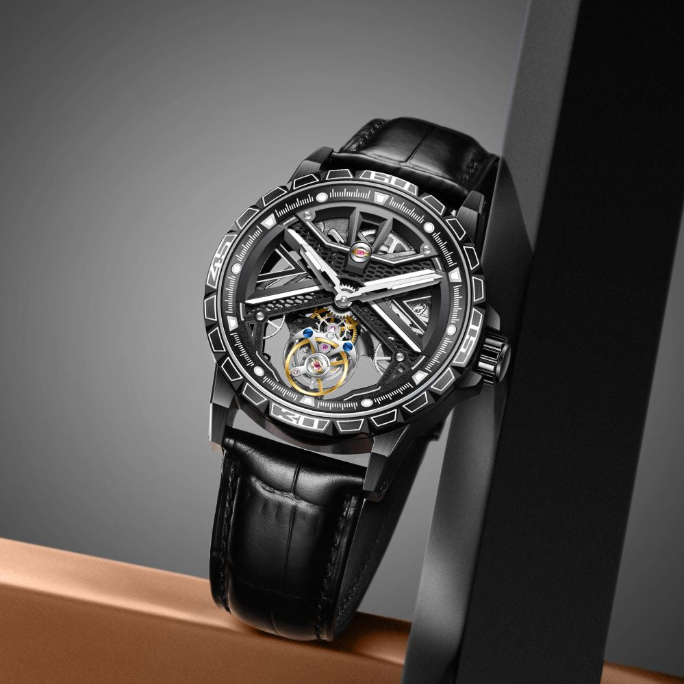 Aesop Original Tourbillon Skeleton Dial Manual Winding Mechanical Wrist Watch 7063
