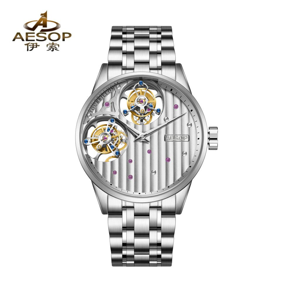 Aesop 12 o'clock and 9 o'clock Original Double Tourbillon Watch 7075