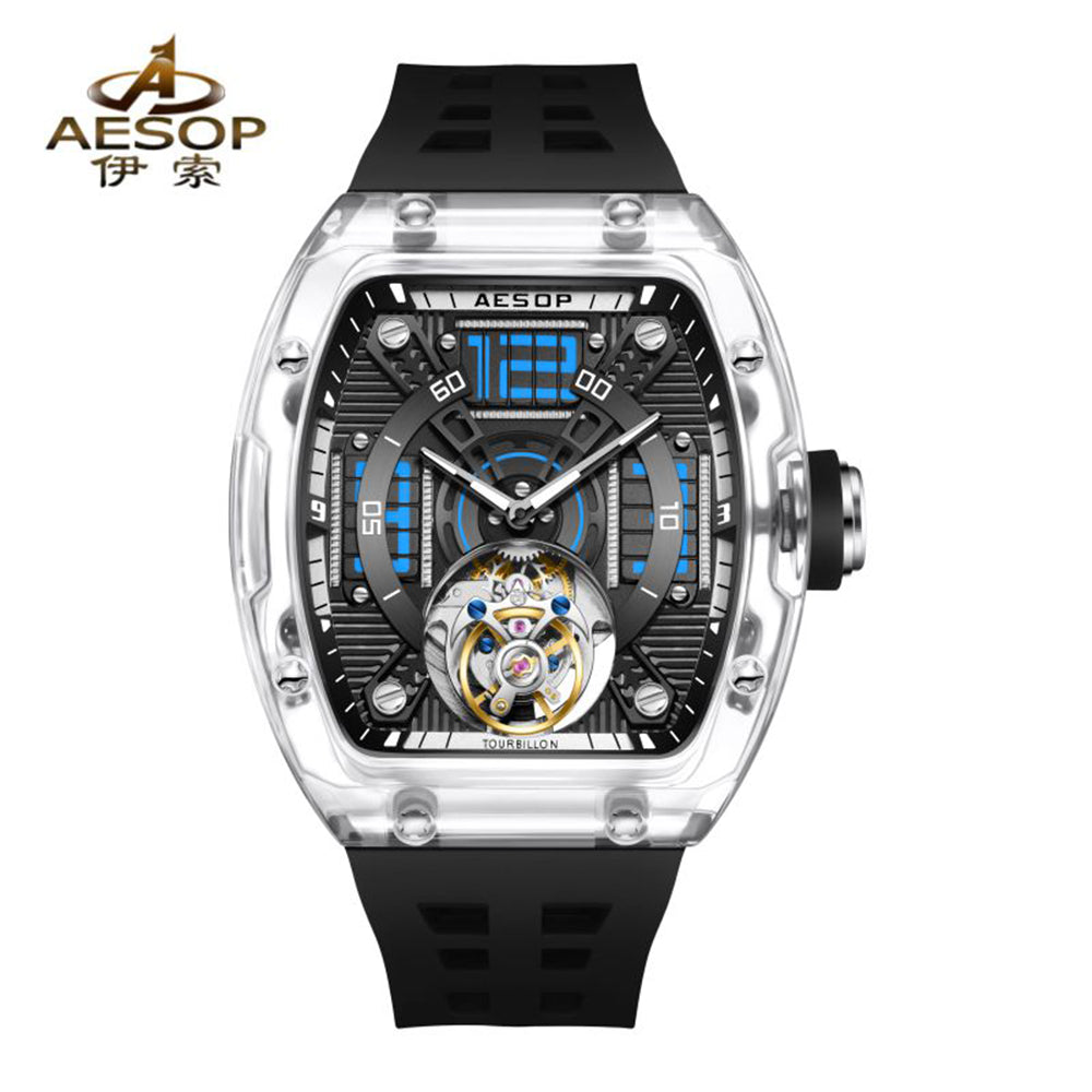 AESOP Transparent Crystal Tonneau Watch Original diamond tourbillon movement watch 7043