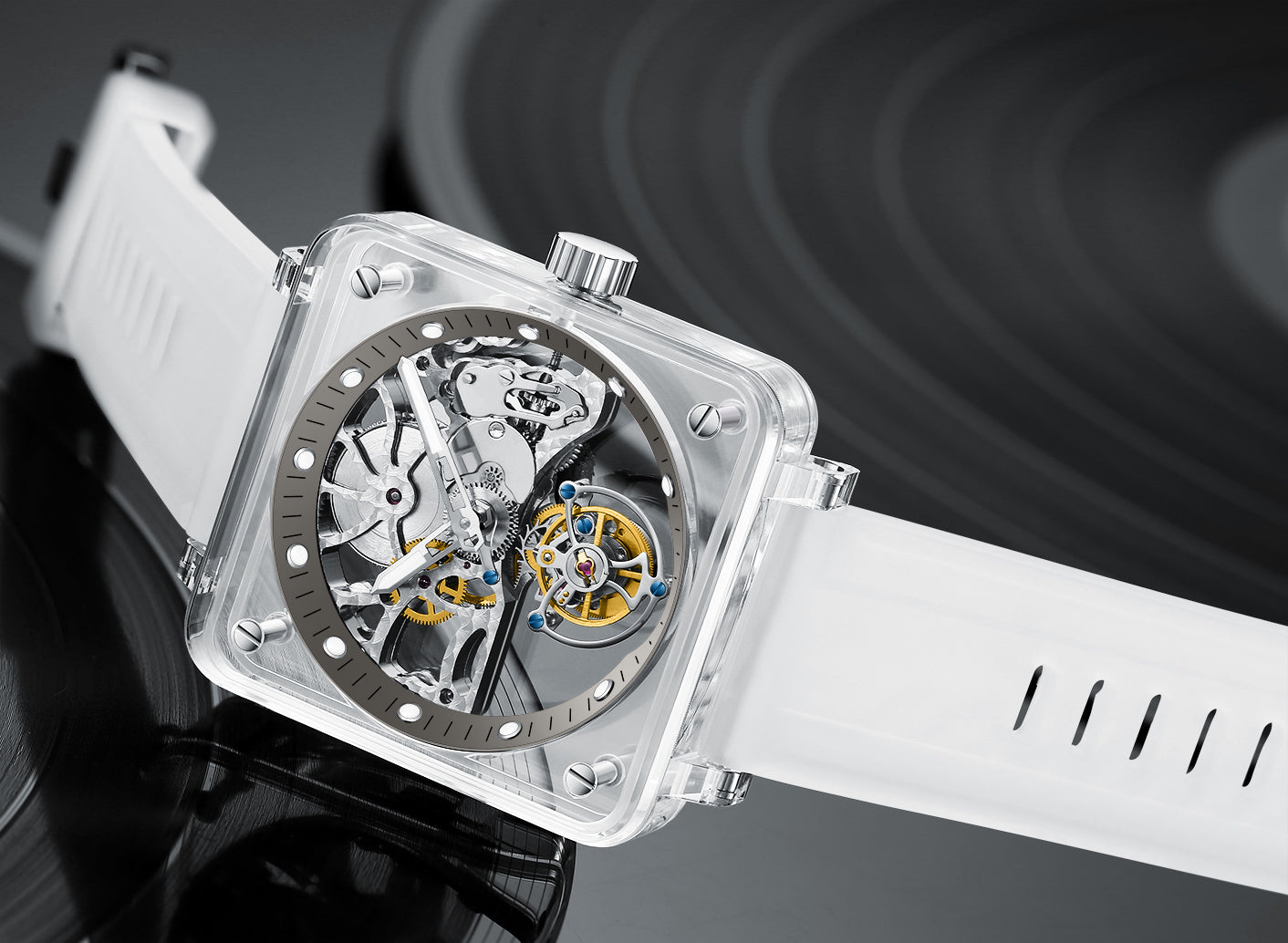 AESOP Crystal Case Sapphire Table Skeleton Real Fly Tourbillon 003