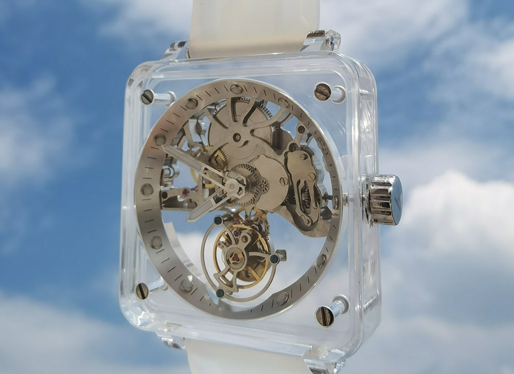 AESOP Crystal Case Sapphire Table Skeleton Real Fly Tourbillon 003
