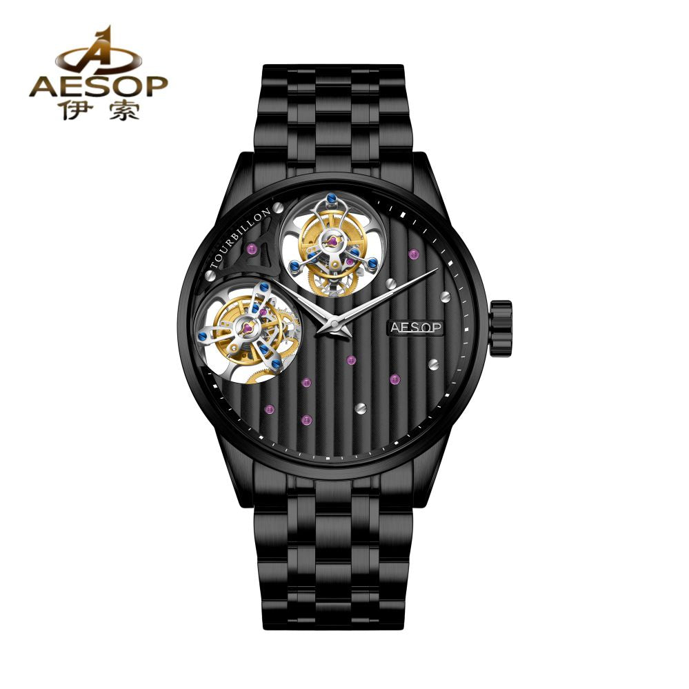 Aesop 12 o'clock and 9 o'clock Original Double Tourbillon Watch 7075