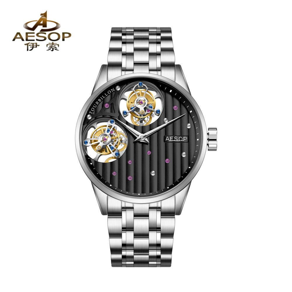 Aesop 12 o'clock and 9 o'clock Original Double Tourbillon Watch 7075