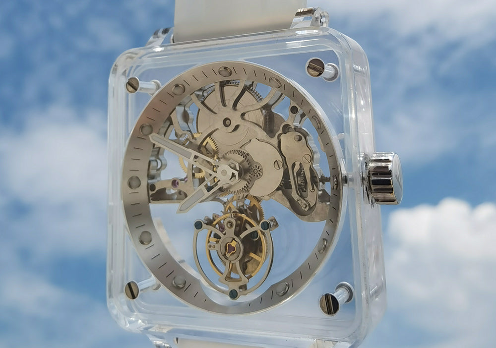 AESOP Crystal Case Sapphire Table Skeleton Real Fly Tourbillon 003