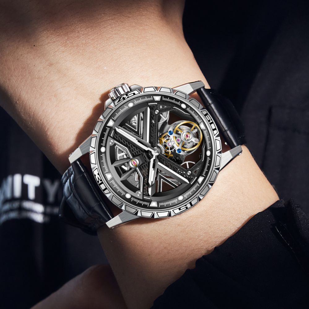 Aesop Original Tourbillon Skeleton Dial Manual Winding Mechanical Wrist Watch 7063