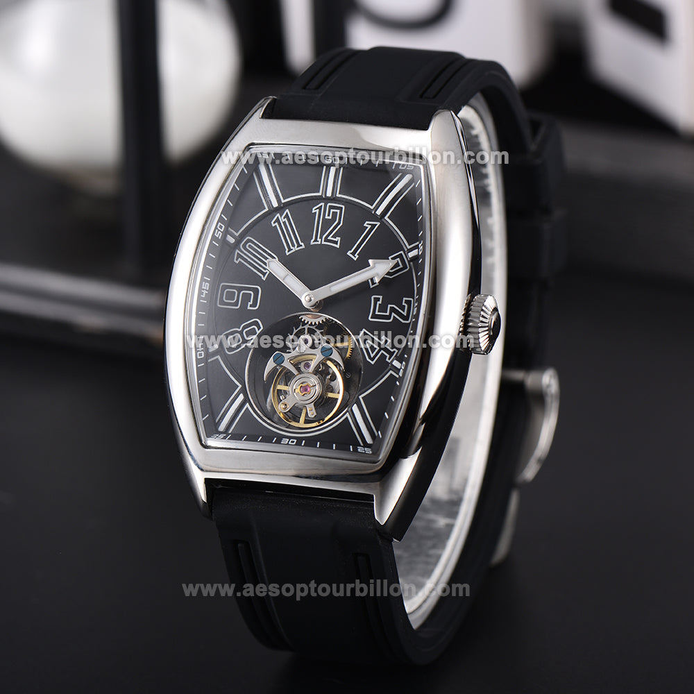 AESOP Tonneau Tourbillon Men Watch Hand Wind Sapphire Crystal Luminous Waterproof 7047