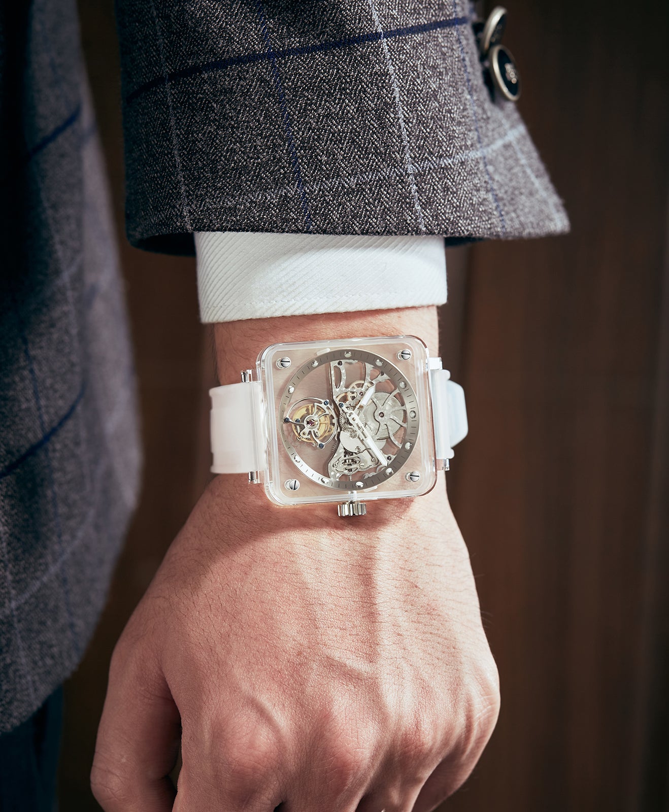AESOP Crystal Case Sapphire Table Skeleton Real Fly Tourbillon 003