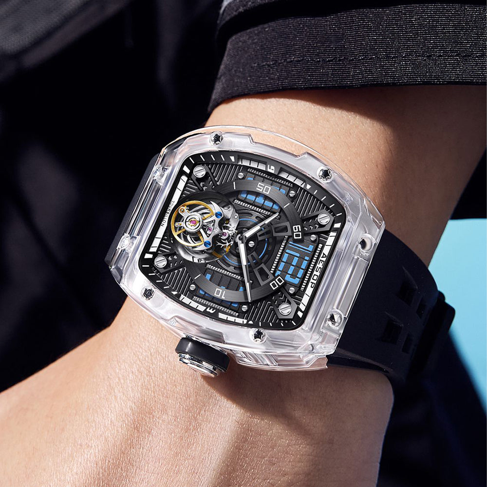 AESOP Transparent Crystal Tonneau Watch Original diamond tourbillon movement watch 7043