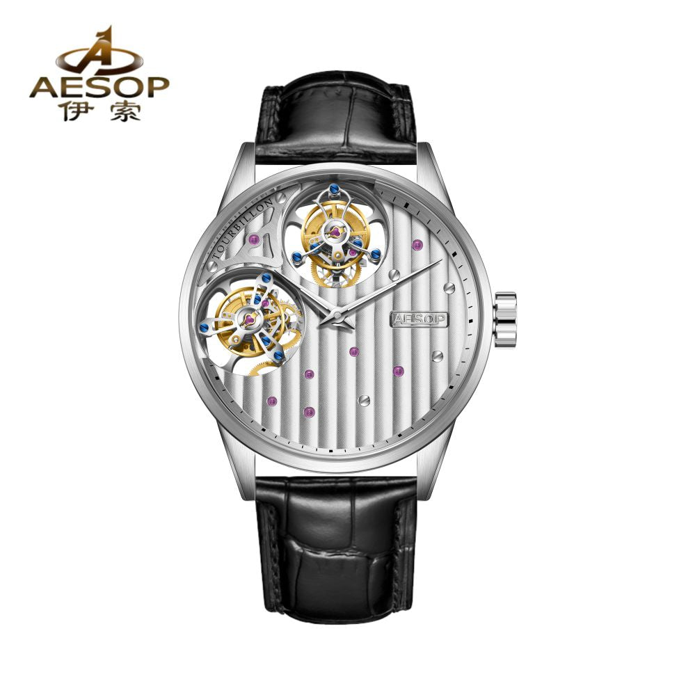 Aesop 12 o'clock and 9 o'clock Original Double Tourbillon Watch 7075