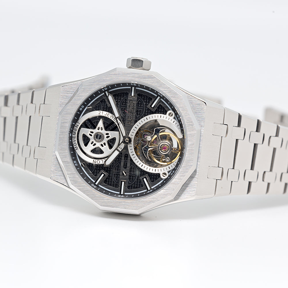 AESOP Skeleton Automatic tourbillon movement mechanical men watch 7092