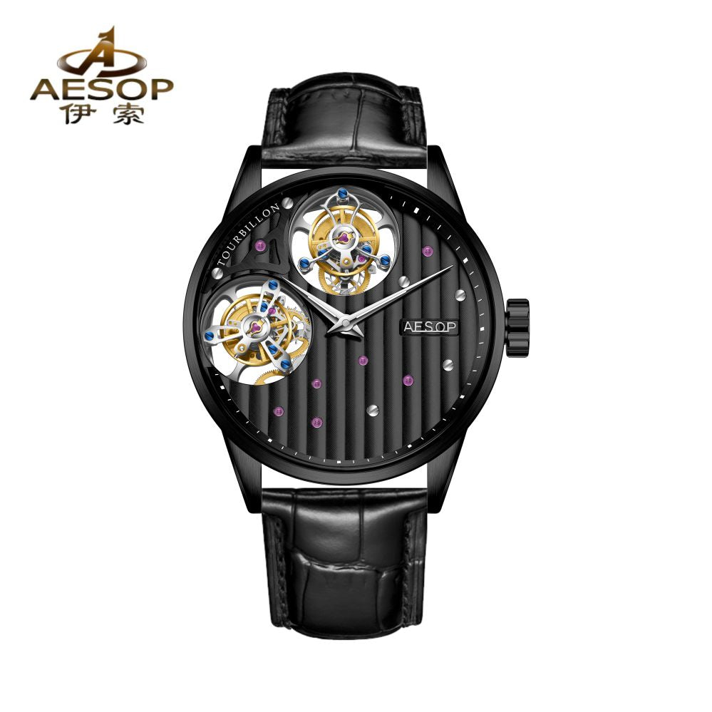 Aesop 12 o'clock and 9 o'clock Original Double Tourbillon Watch 7075