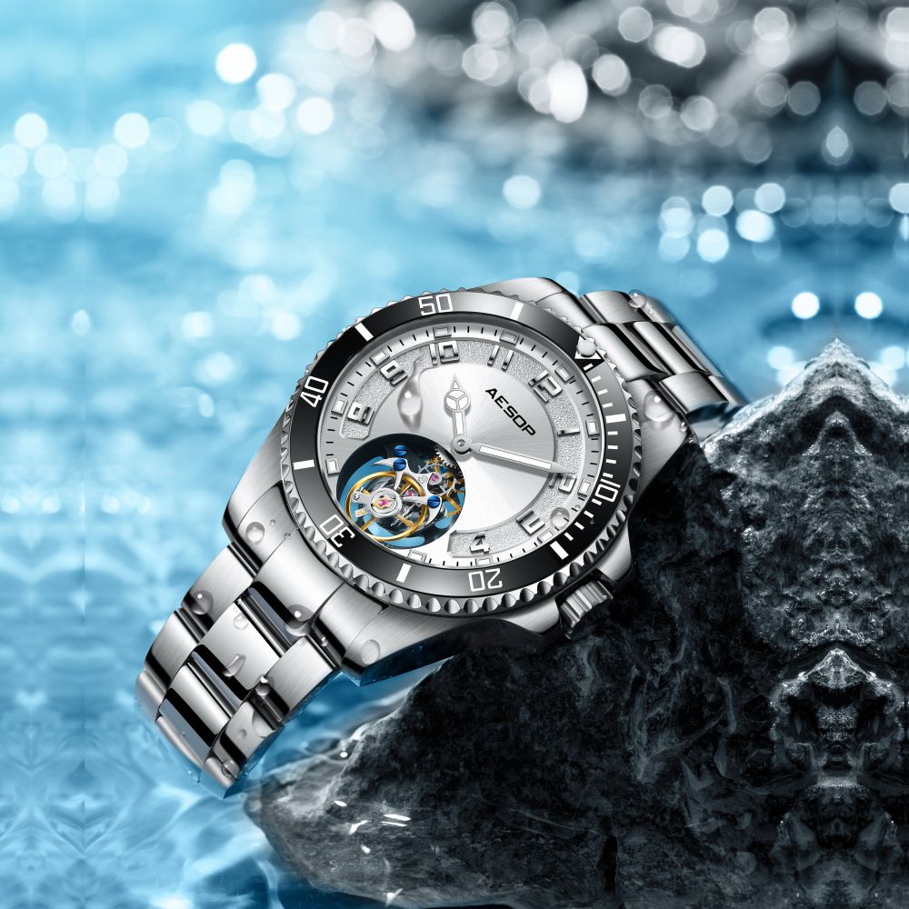 AESOP Sport Skeleton Ceramic Bezel Original Tourbillon Watch 7065