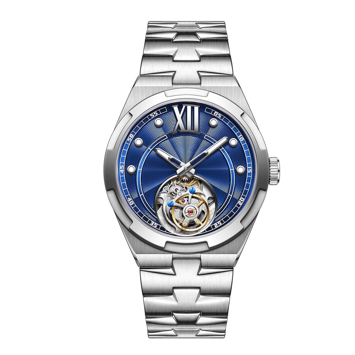 Customized LOGO Rose Pattern Tourbillon Mechanical Men Watch 5