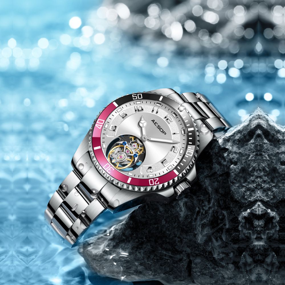 AESOP Sport Skeleton Ceramic Bezel Original Tourbillon Watch 7065