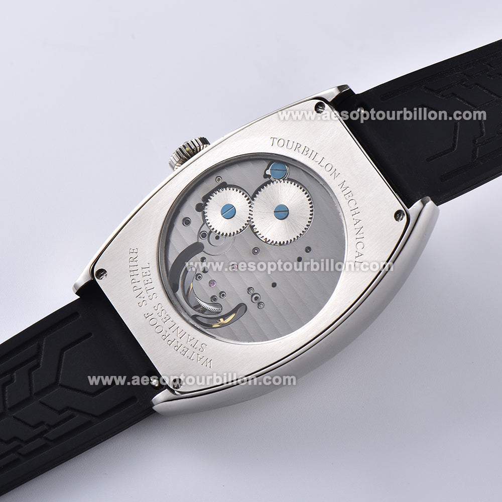 AESOP Tonneau Tourbillon Men Watch Hand Wind Sapphire Crystal Luminous Waterproof 7047