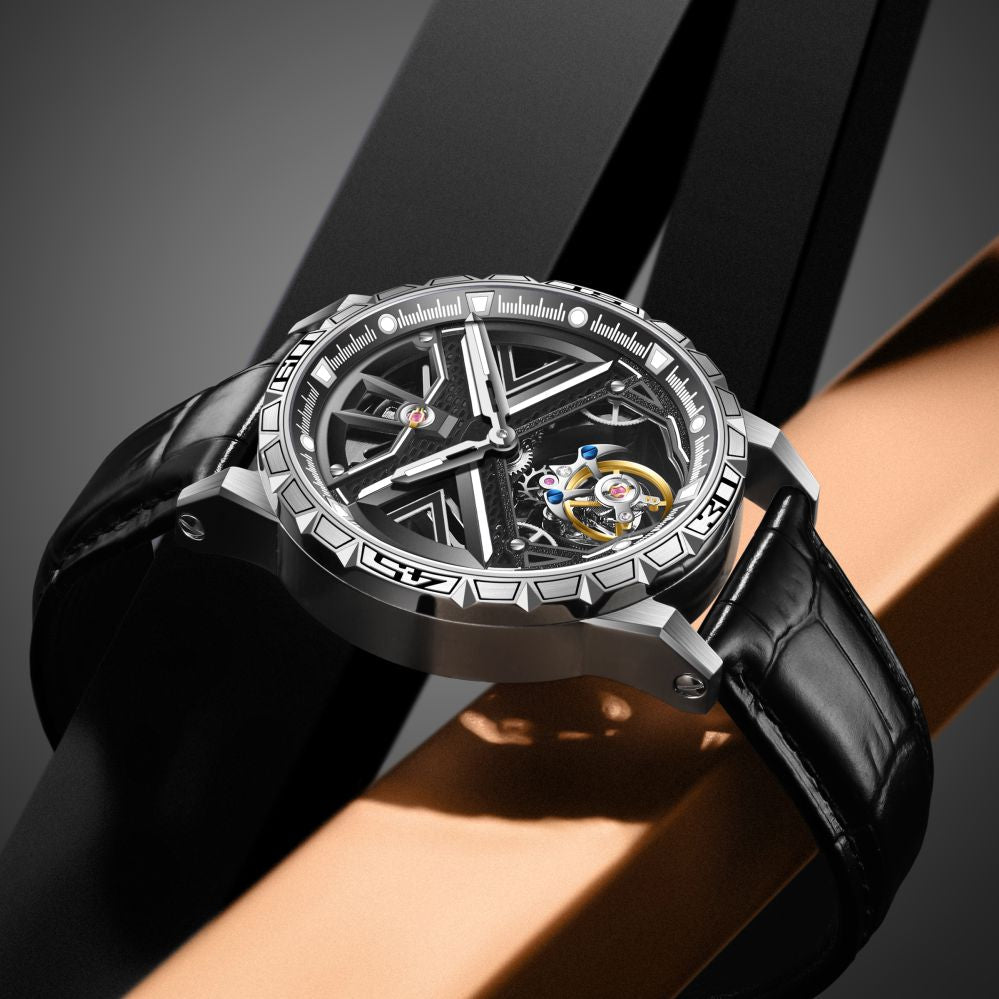 Aesop Original Tourbillon Skeleton Dial Manual Winding Mechanical Wrist Watch 7063