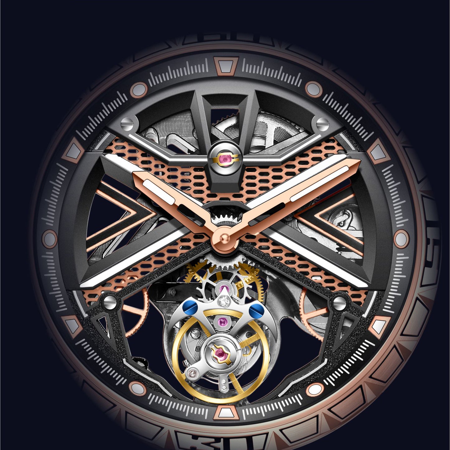 Aesop Original Tourbillon Skeleton Dial Manual Winding Mechanical Wrist Watch 7063