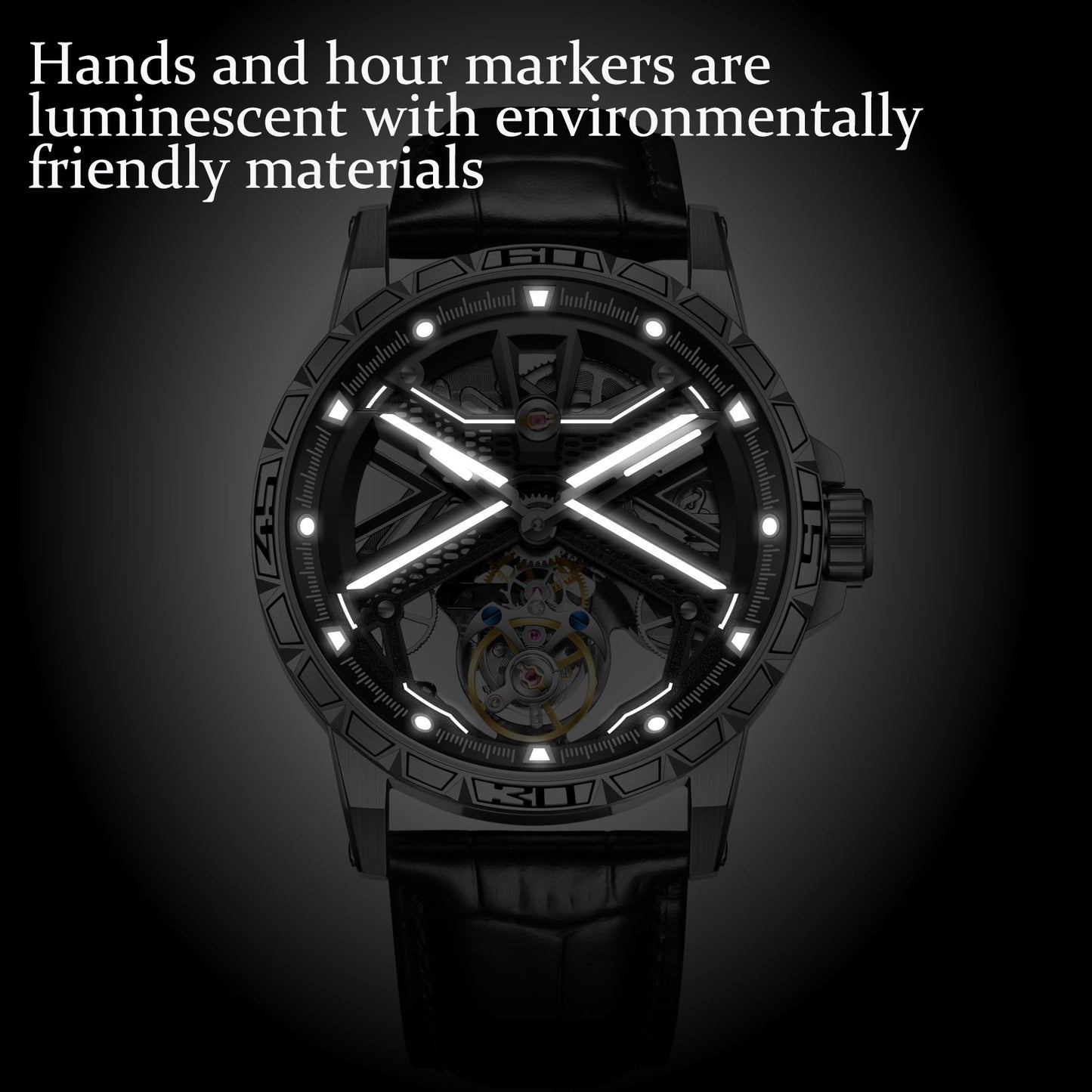 Aesop Original Tourbillon Skeleton Dial Manual Winding Mechanical Wrist Watch 7063