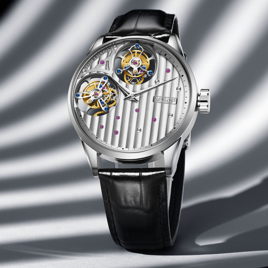 Aesop 12 o'clock and 9 o'clock Original Double Tourbillon Watch 7075