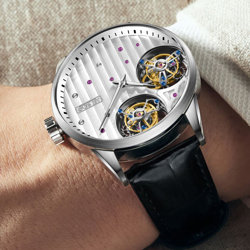 Aesop 12 o'clock and 9 o'clock Original Double Tourbillon Watch 7075