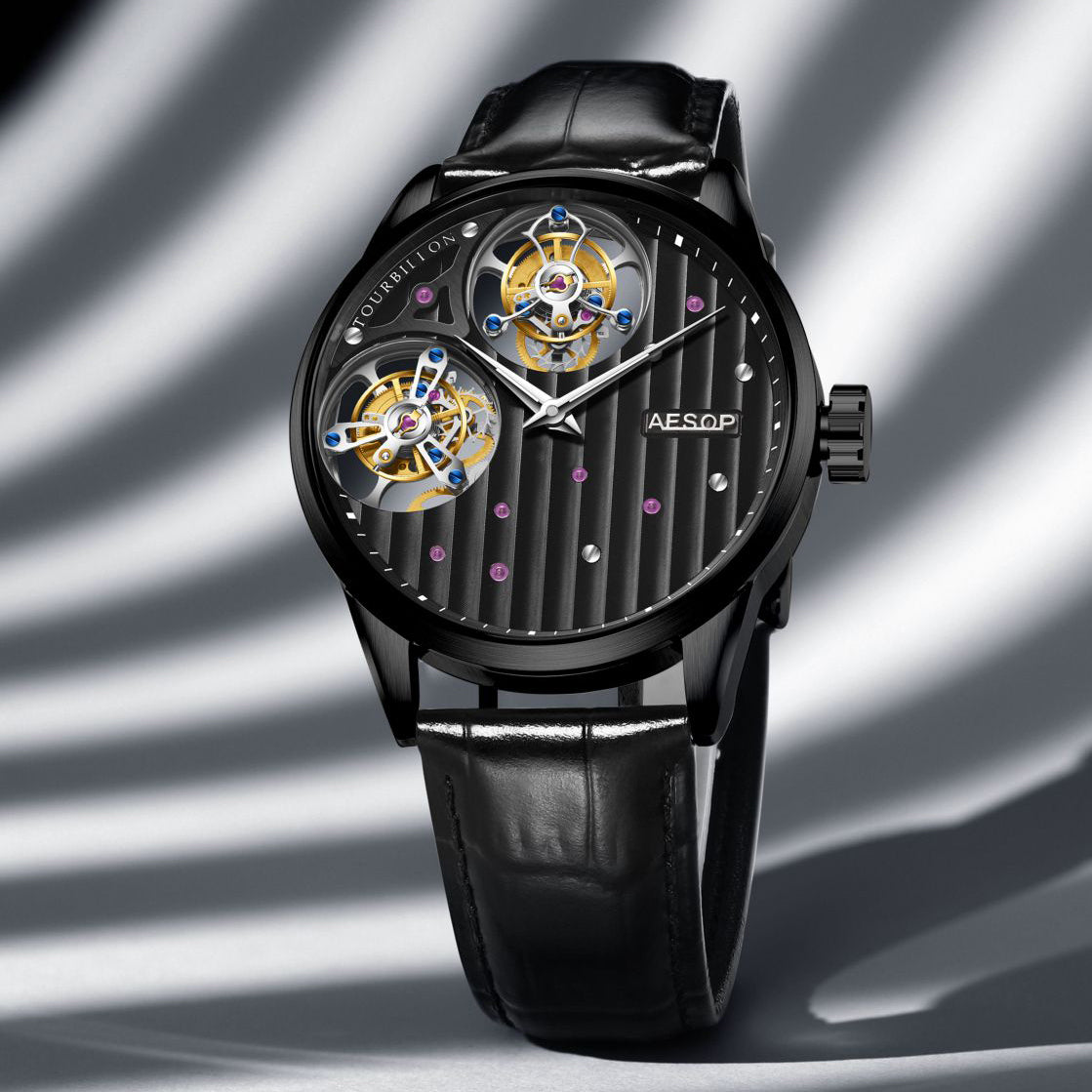 Aesop 12 o'clock and 9 o'clock Original Double Tourbillon Watch 7075