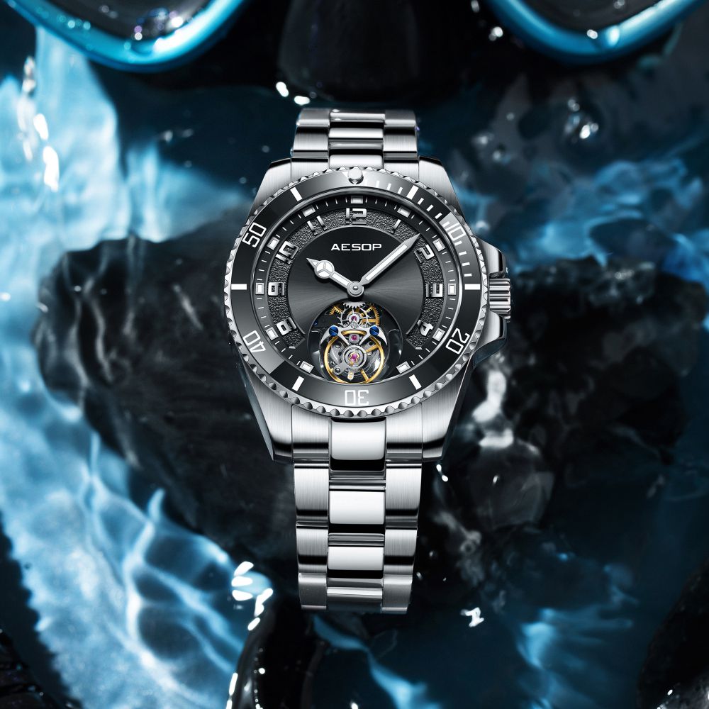 AESOP Sport Skeleton Ceramic Bezel Original Tourbillon Watch 7065