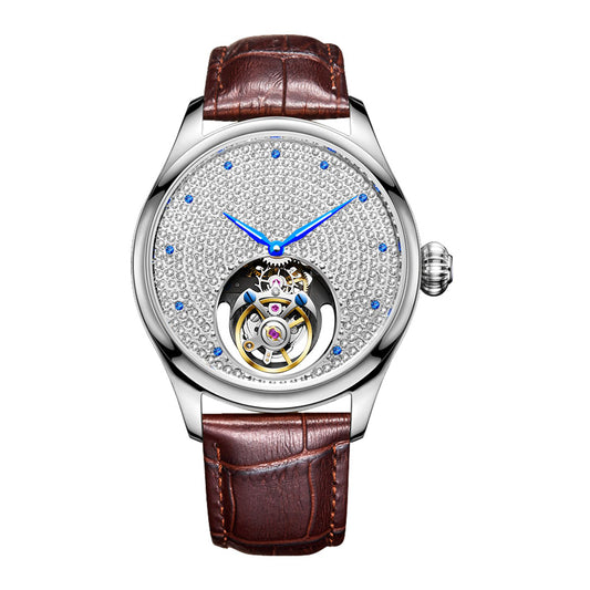 Aesop Tourbillon Men Watch Rhinestones Dial Mechanical Wristwatch 7046