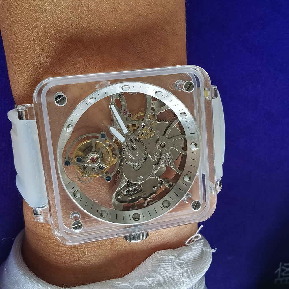 AESOP Crystal Case Sapphire Table Skeleton Real Fly Tourbillon 003