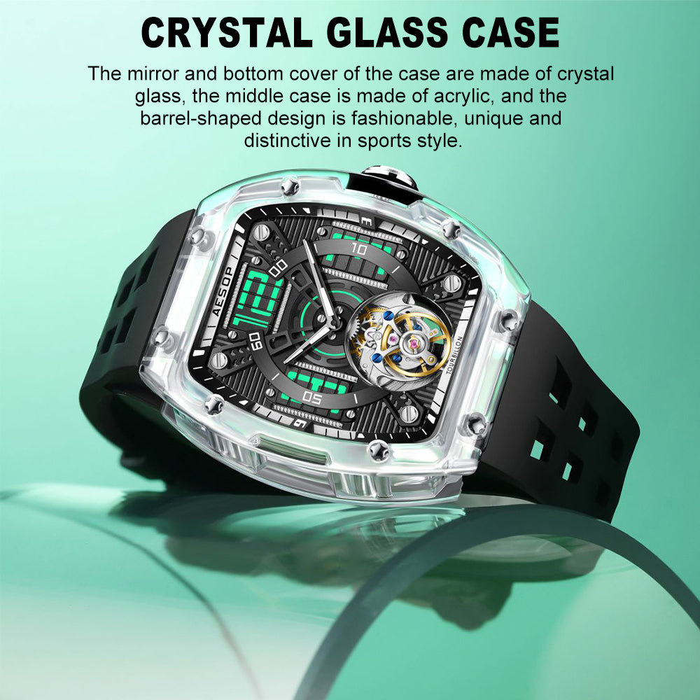 AESOP Transparent Crystal Tonneau Watch Original diamond tourbillon movement watch 7043