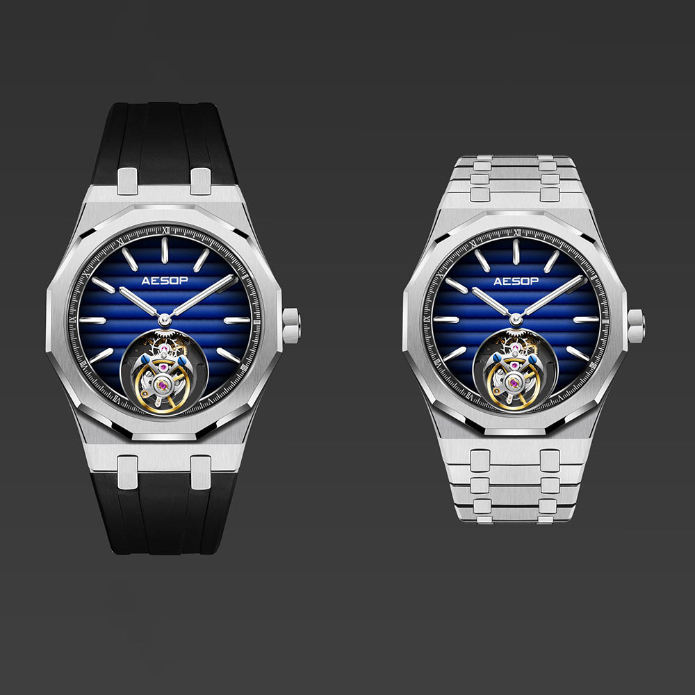 Aesop 316L Stainless Steel/Rubber Band Original Tourbillon Watch 7057
