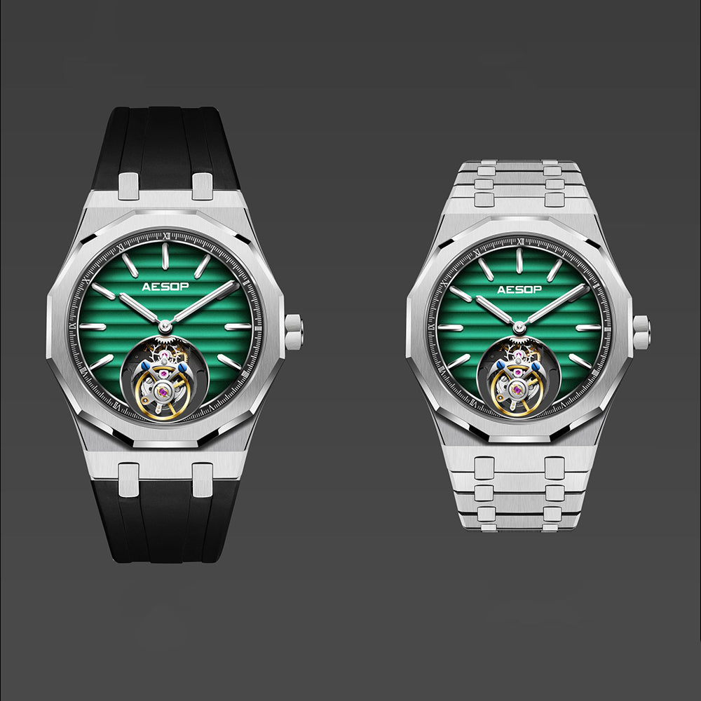 Aesop 316L Stainless Steel/Rubber Band Original Tourbillon Watch 7057