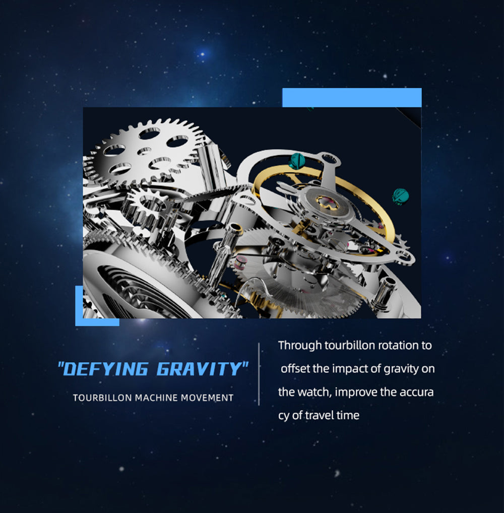 AESOP Mens Luxury Real Flying Tourbillon Mechanical Sapphire Waterproof Watch Skeleton Watches for Men Wristwatches Male Clock 7025