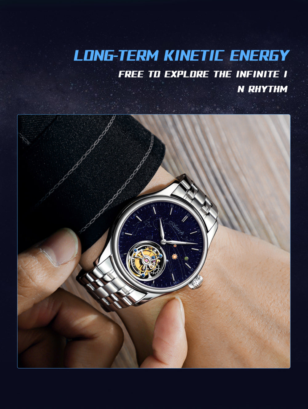AESOP Mens Luxury Real Flying Tourbillon Mechanical Sapphire Waterproof Watch Skeleton Watches for Men Wristwatches Male Clock 7025