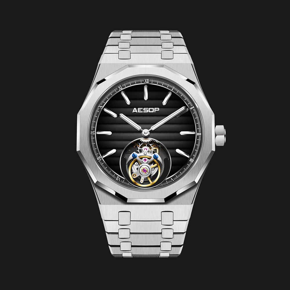 Aesop 316L Stainless Steel/Rubber Band Original Tourbillon Watch 7057