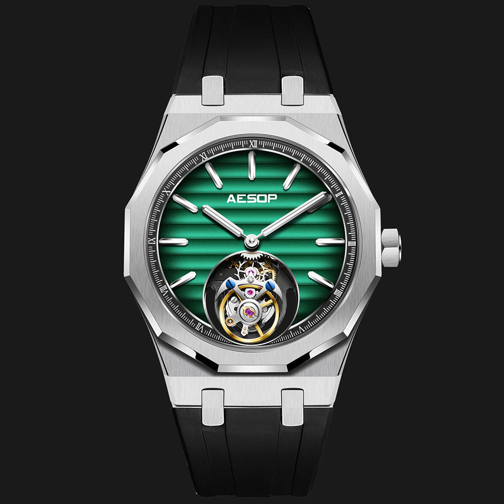 Aesop 316L Stainless Steel/Rubber Band Original Tourbillon Watch 7057