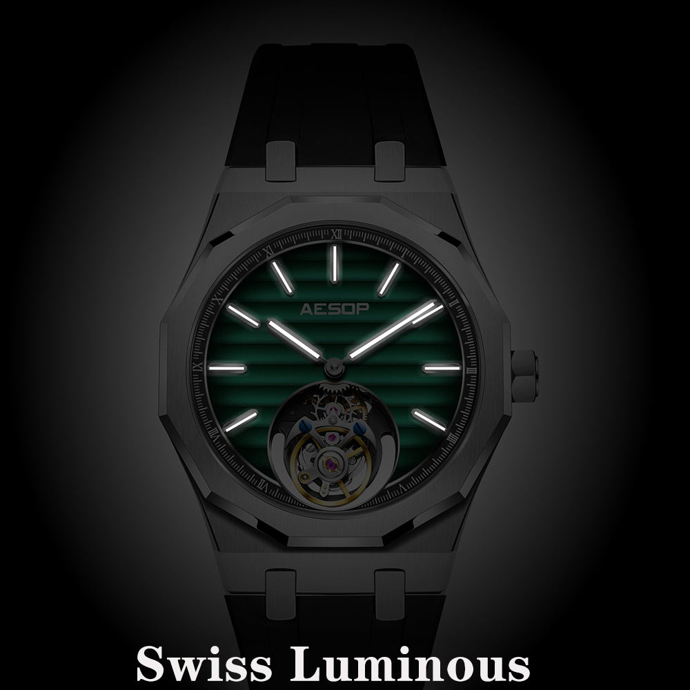 Aesop 316L Stainless Steel/Rubber Band Original Tourbillon Watch 7057