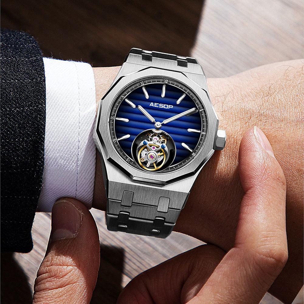 Aesop 316L Stainless Steel/Rubber Band Original Tourbillon Watch 7057