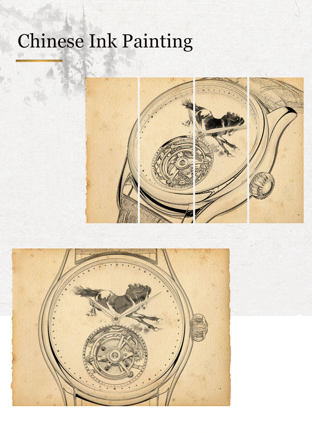 AESOP Chinese Ink Painting Tourbillon Horse watch 7010