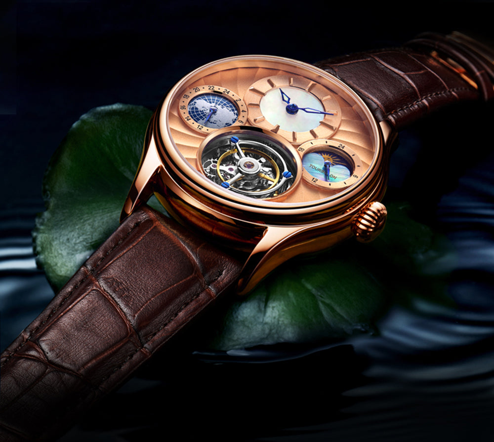 Aesop GMT Tourbillon Pearl Dial Multifunction watch 7017