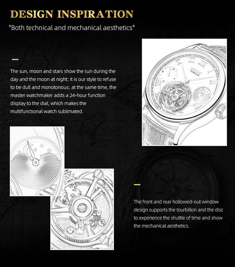 AESOP GMT Multifunction 100% Original Tourbillon 7020 watch