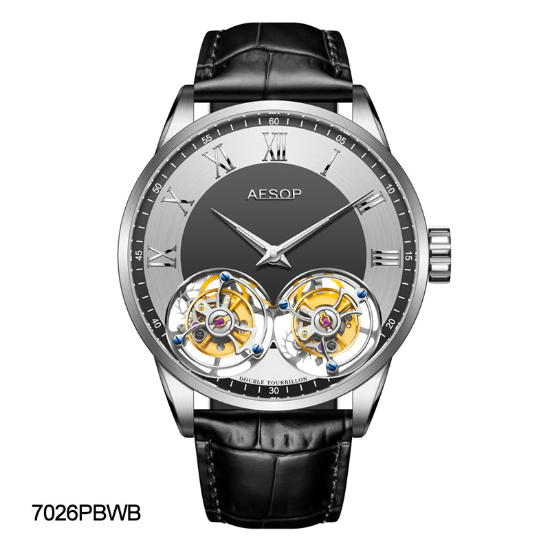 Aesop Double Tourbillon Sapphire 316l Stainless Steel Watch 7026