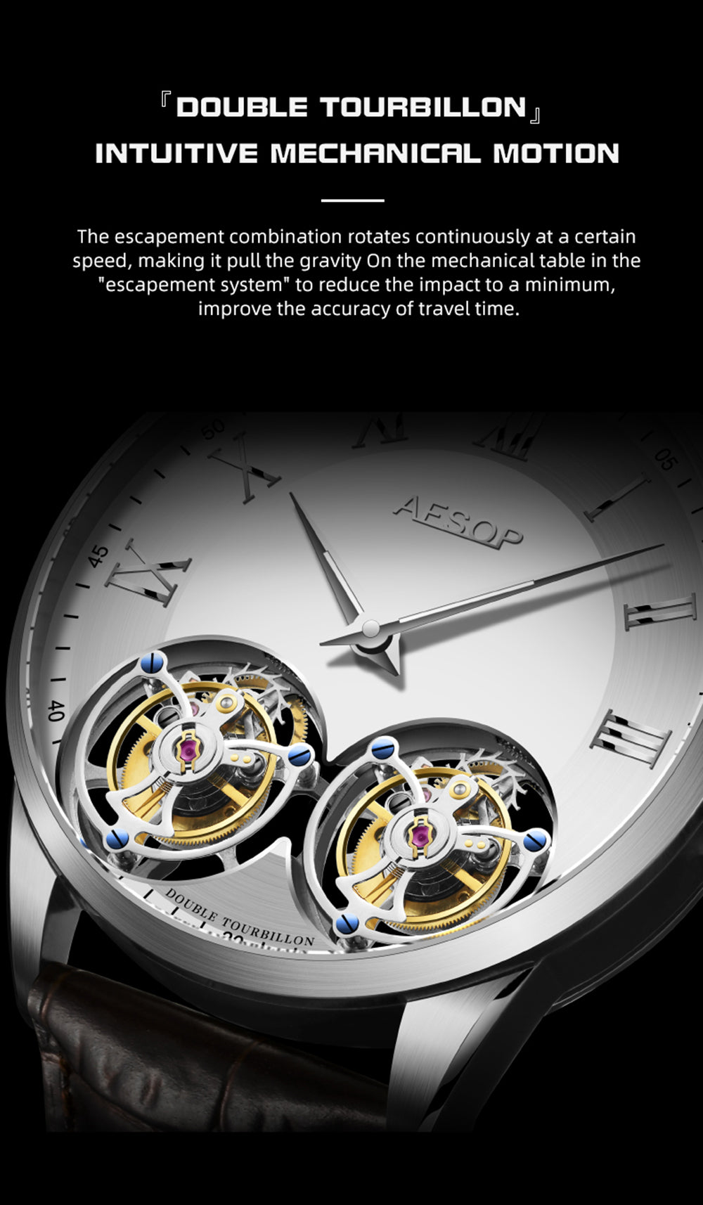 Aesop Double Tourbillon Sapphire 316l Stainless Steel Watch 7026