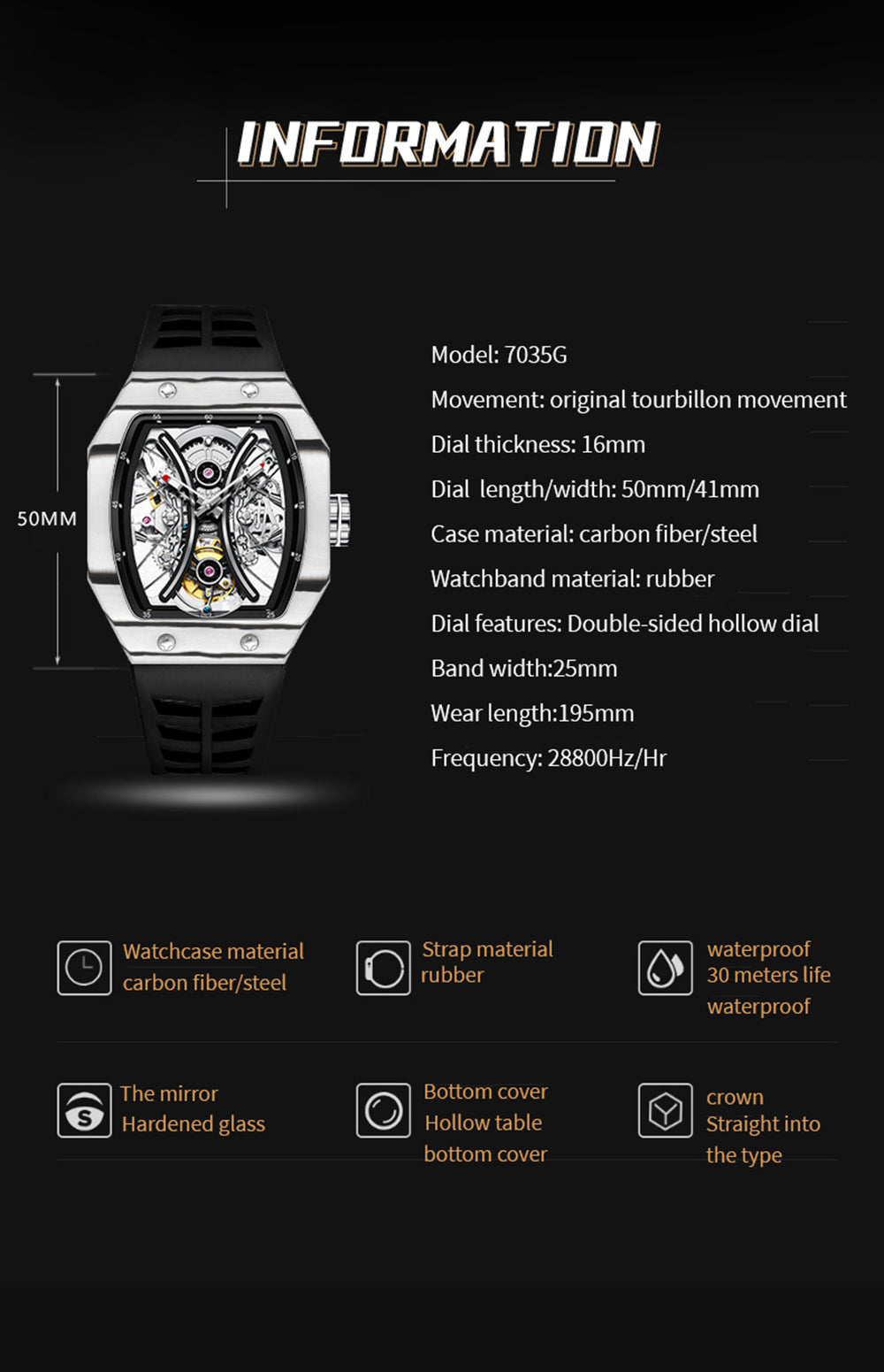 AESOP Carbon Fiber Tonneau Original Tourbillon watch 7035