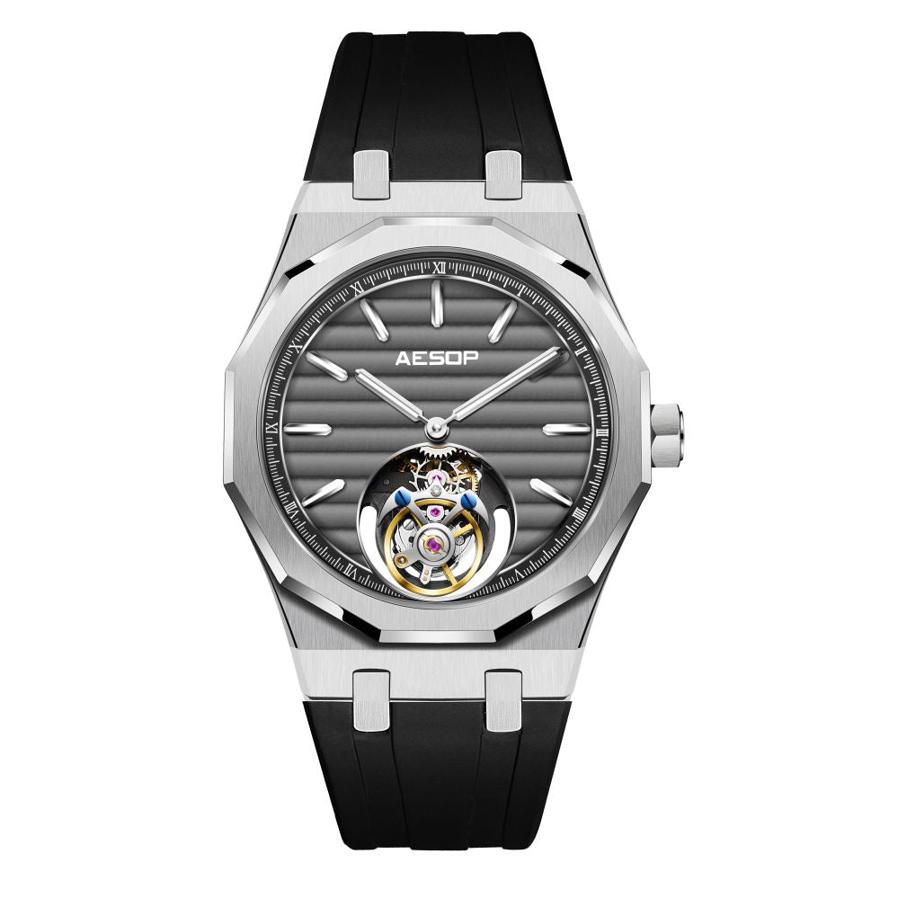 Aesop 316L Stainless Steel/Rubber Band Original Tourbillon Watch 7057