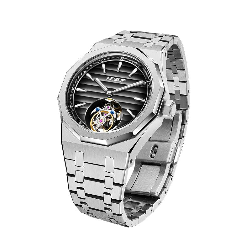 Aesop 316L Stainless Steel/Rubber Band Original Tourbillon Watch 7057
